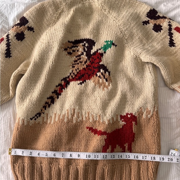 Cowichan hunting sweater - vintage wool- Cream and Tan Women's Sweater - Picture 6 of 8